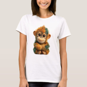 T-shirt Portrait de bébé chimpanzé coloré vibrant pour fem