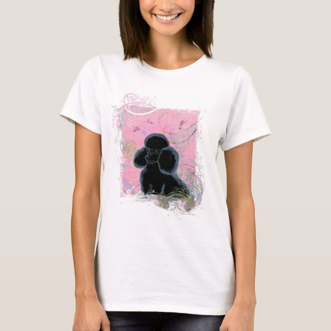 T-shirt Portrait de caniche noir avec Tee - shirt de colib (Devant)