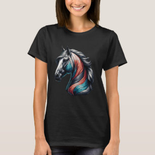 T-shirt Portrait de cheval équin artistique coloré