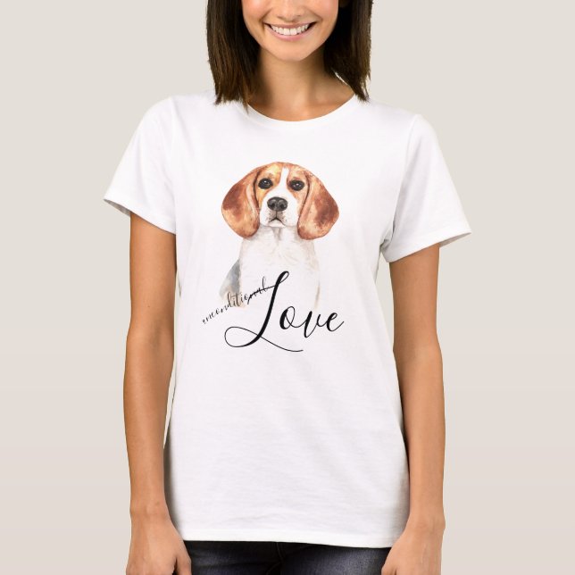 T-shirt Portrait de chien Beagle d'amour inconditionnel (Devant)