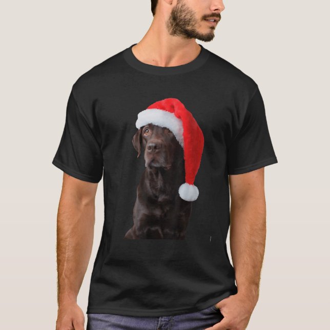 T-shirt Portrait de chien du laboratoire de chocolat Santa (Devant)