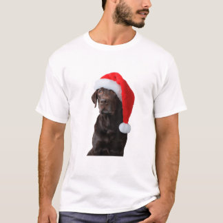 T-shirt Portrait de chien du laboratoire de chocolat Santa