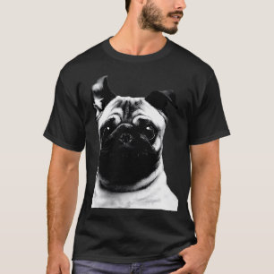 T-shirt Portrait de chien Pug heureux - Visage de chiot mi