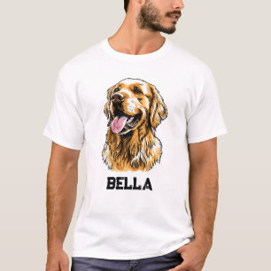 T-shirt Portrait de Chien Retriever Doré Nom Personnalisé 