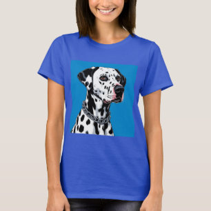 T-shirt Portrait de Dalmatien sur fond bleu