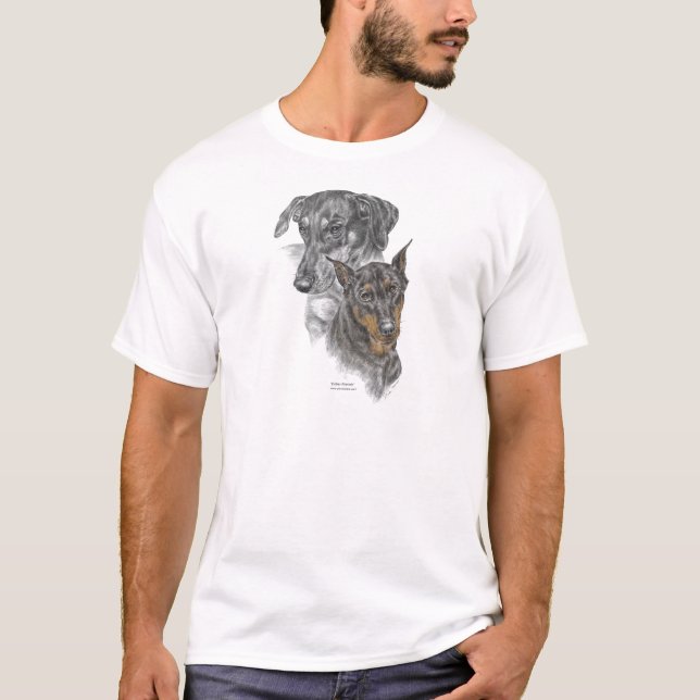 T-shirt Portrait de deux Dobermans (Devant)