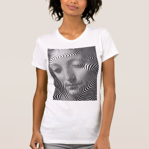 T-shirt Portrait de femme en onde d'illusion optique T-
