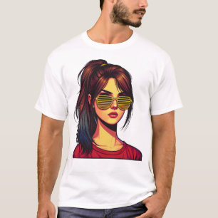 T-shirt Portrait de fille stylisé