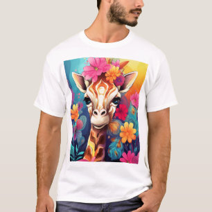 T-shirt Portrait de Giraffe Florale-9320