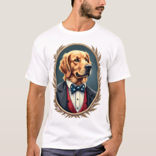 T-shirt Portrait de Golden Retriever patriotique Vintage T
