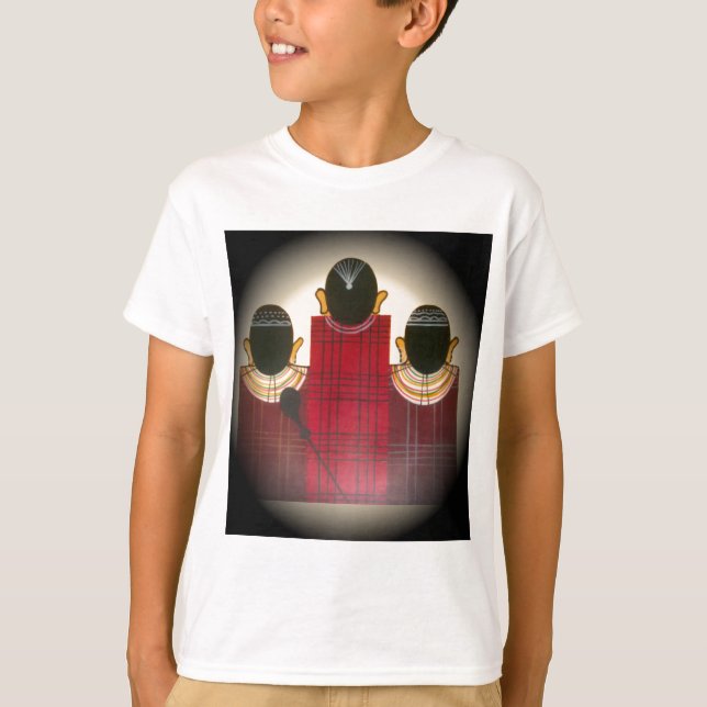 T-shirt Portrait de la famille Massai À damiers (Devant)