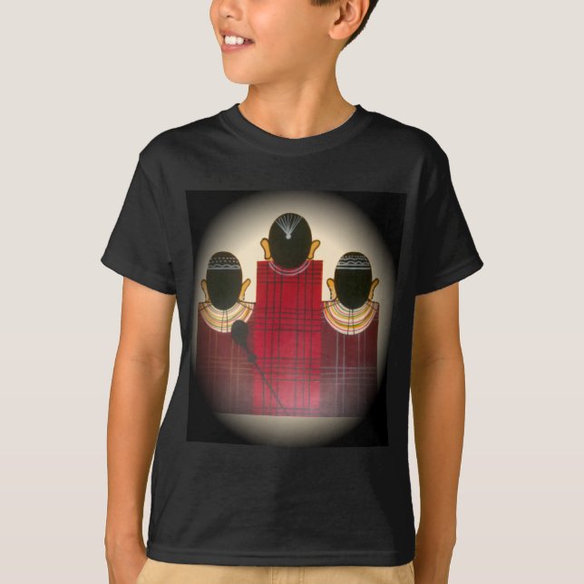 T-shirt Portrait de la famille Massai À damiers (Devant)