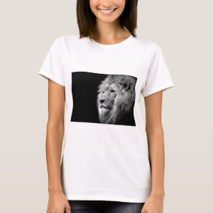 T-shirt Portrait de Lion noir blanc - Photographie d'anima