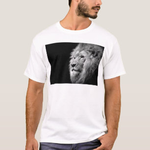 T-shirt Portrait de Lion noir blanc - Photographie d'anima