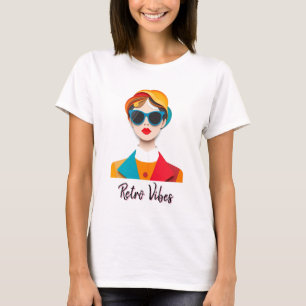 T-shirt Portrait de mode rétro chic