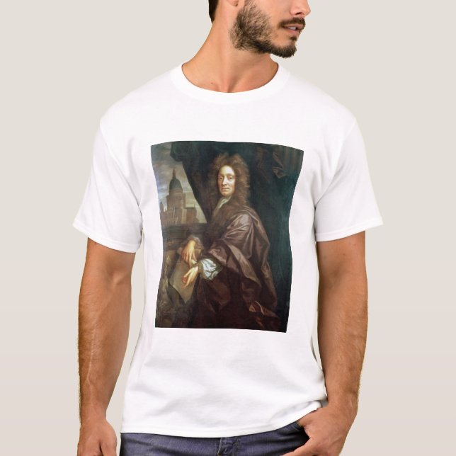 T-shirt Portrait de monsieur Christopher Wren (huile sur (Devant)