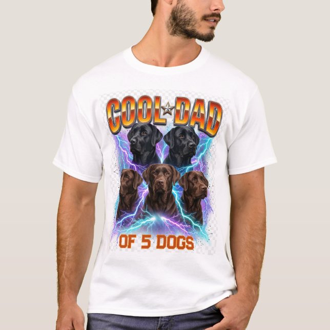 T-shirt Portrait de papa de chien personnalisé avec numéro (Devant)