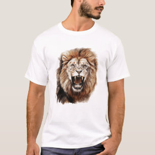 T-shirt Portrait de peinture à l'aquarelle de Lion