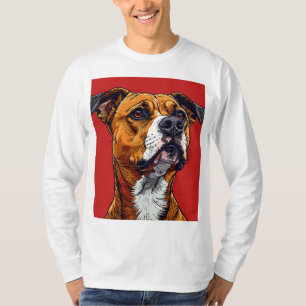 T-shirt Portrait de pitbull pour cadeau pour les amoureux