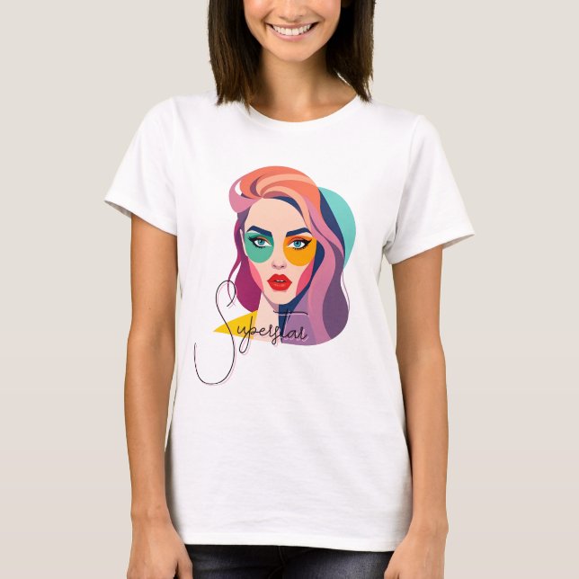 T-shirt Portrait de Pop Art Vibrant (Devant)