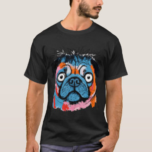 T-shirt Portrait de Pug Couleur Éclaboussée