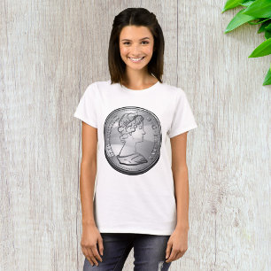 T-shirt Portrait de reine sur pièce d'argent