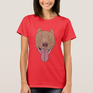 T-shirt Portrait de sourire de pitbull - schéma