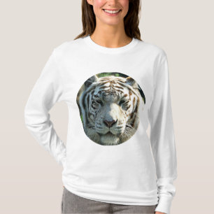 T-shirt Portrait de tigre blanc avec des marques brun clai