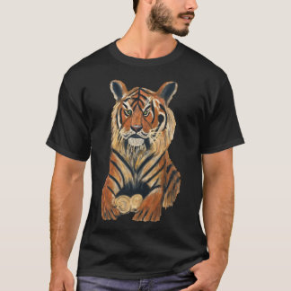 T-shirt Portrait de tigre du Bengale peint | Dessin d'art