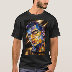 T-shirt Portrait de verre géométrique – Homme abstrait mod