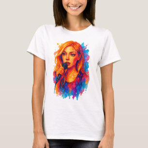T-shirt Portrait d'encre d'alcool d'une jeune chanteuse