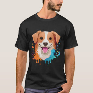 T-shirt Portrait d'un chien adorable avec des couleurs flu