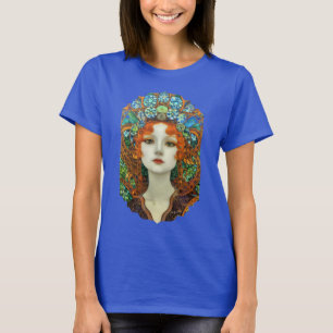 T-shirt Portrait d'une belle femme en verre tendu