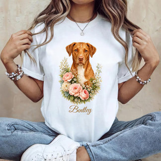 T-shirt Portrait Floral de Vizsla