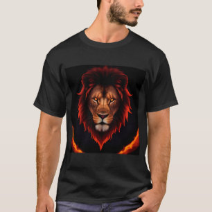 T-shirt Portrait majestueux d'un lion de feu aux yeux bril
