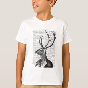 T-shirt Portrait noir et blanc de cerfs