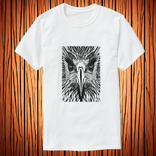 T-shirt Portrait noir et blanc d'un aigle Art AI