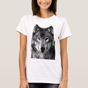 T-shirt Portrait noir et blanc Wolf