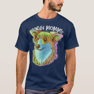 T-shirt Portrait Pop Art coloré Corgi Chien Maman Mère Mèr
