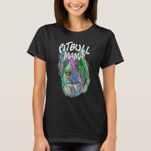 T-shirt Portrait Pop Coloré Chien Maman Mère Pitbull