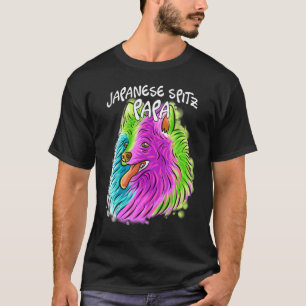 T-shirt Portrait Pop coloré japonais Spitz Chien Papa Papa