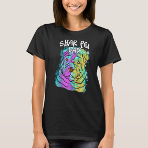 T-shirt Portrait Pop coloré Shar Pei Chien Papa Da Père