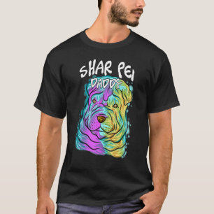 T-shirt Portrait Pop coloré Shar Pei Chien Papa Papa Papa 