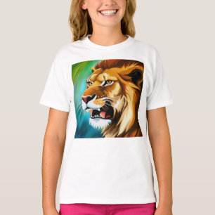 T-shirt Portrait Posé côté Lion rugissant-57566