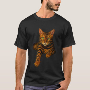 T-shirt Portrait Réaliste de Chat Bengal aux Yeux Verts Fé