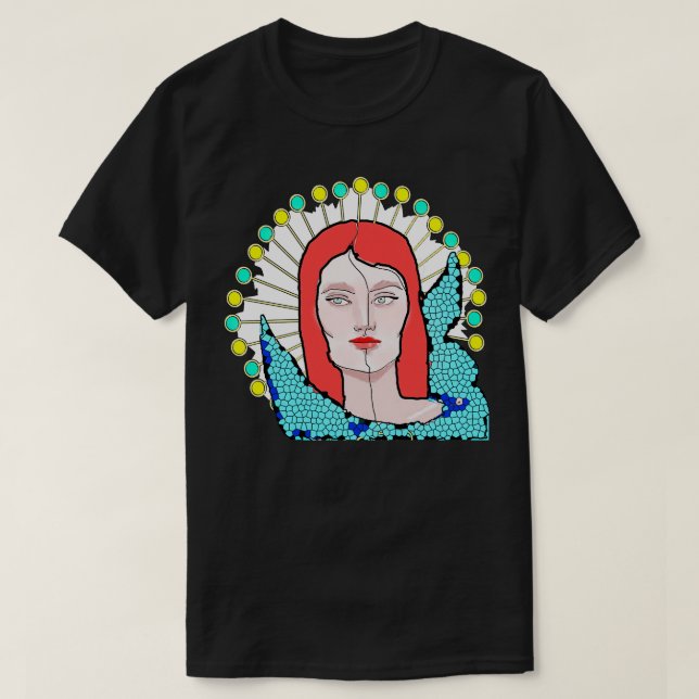 T-shirt Portrait Visage D'Une Femme Divisée (Design devant)