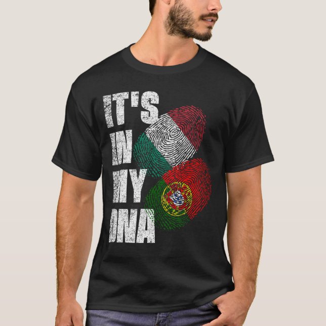 T-shirt Portugais Et Italiens Mélangent Le Drapeau Du Patr (Devant)