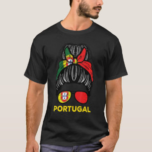 T-shirt Portugal Drapeau Hairbun Football Fan Football Fem