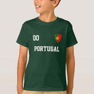 T-shirt Portugal Nom et numéro personnalisés Football Kids