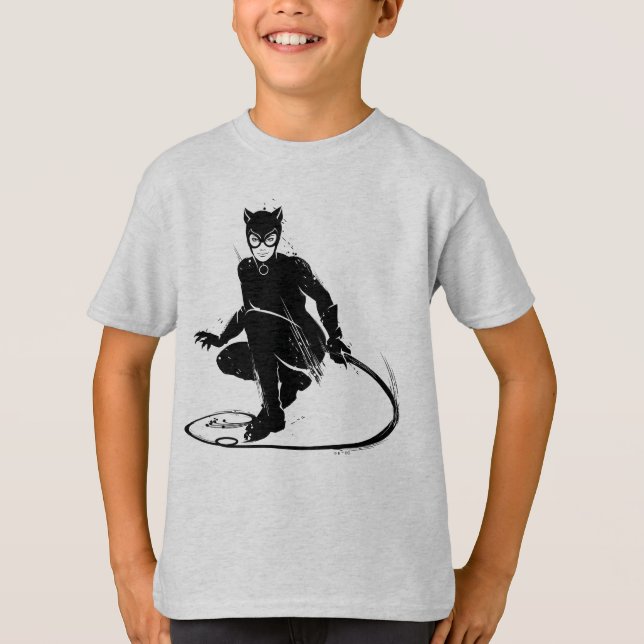 T-shirt Pose à pinceau en encre Catwoman (Devant)